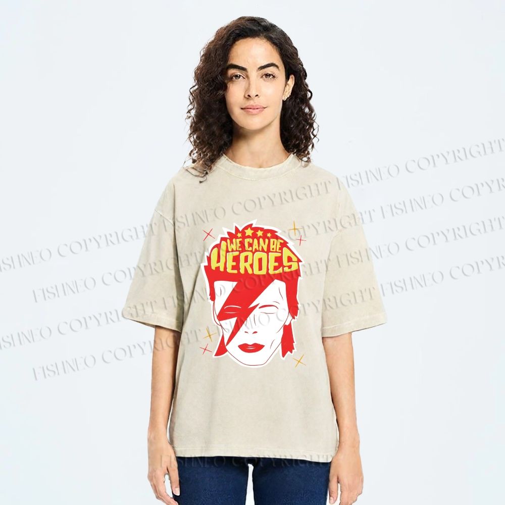 Unisex David Bowie We Can Be Heroes Printed Washed Tee