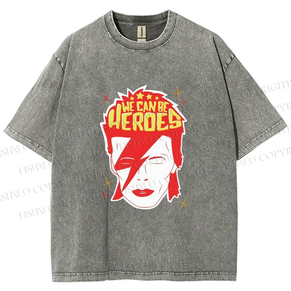 Unisex David Bowie We Can Be Heroes Printed Washed Tee