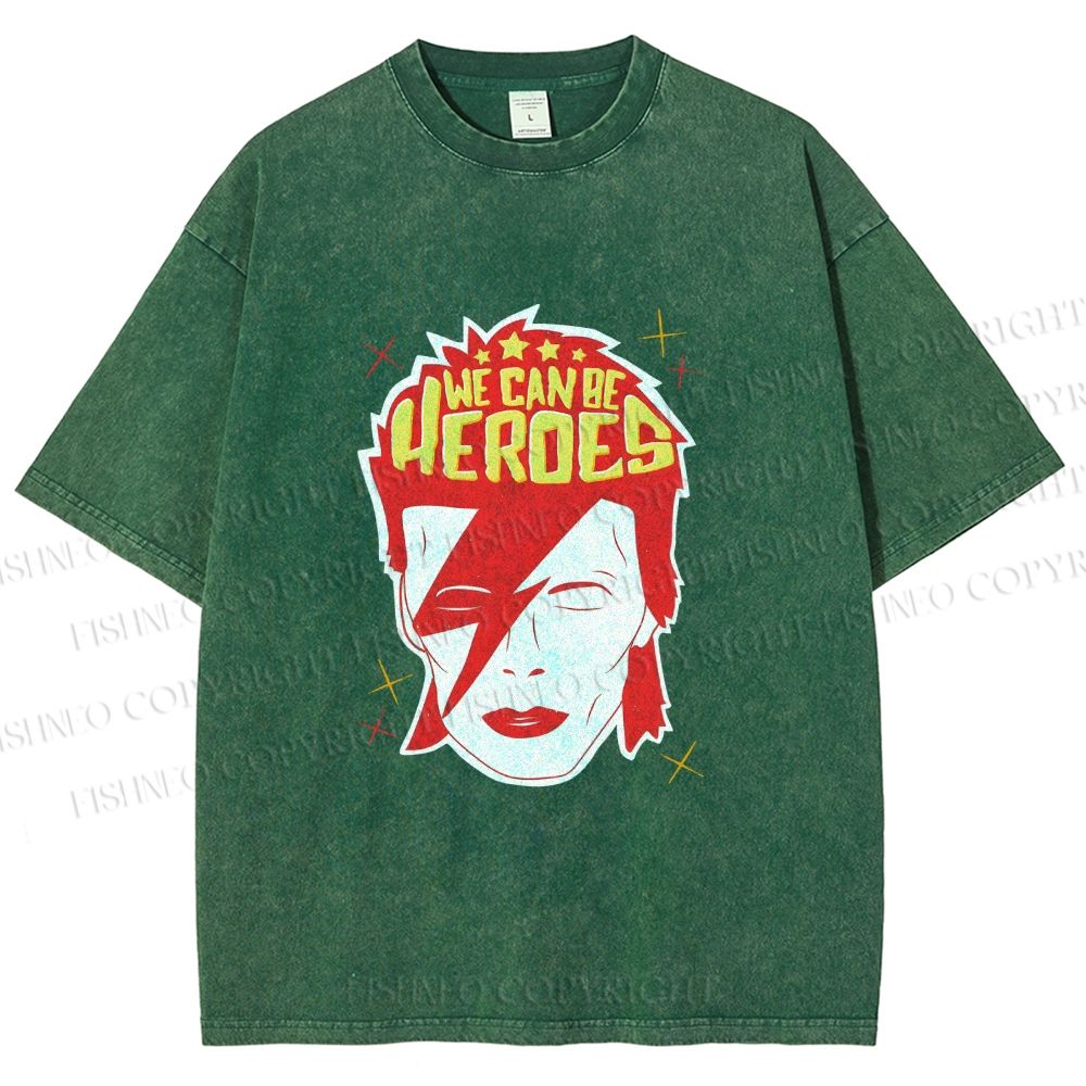Unisex David Bowie We Can Be Heroes Printed Washed Tee