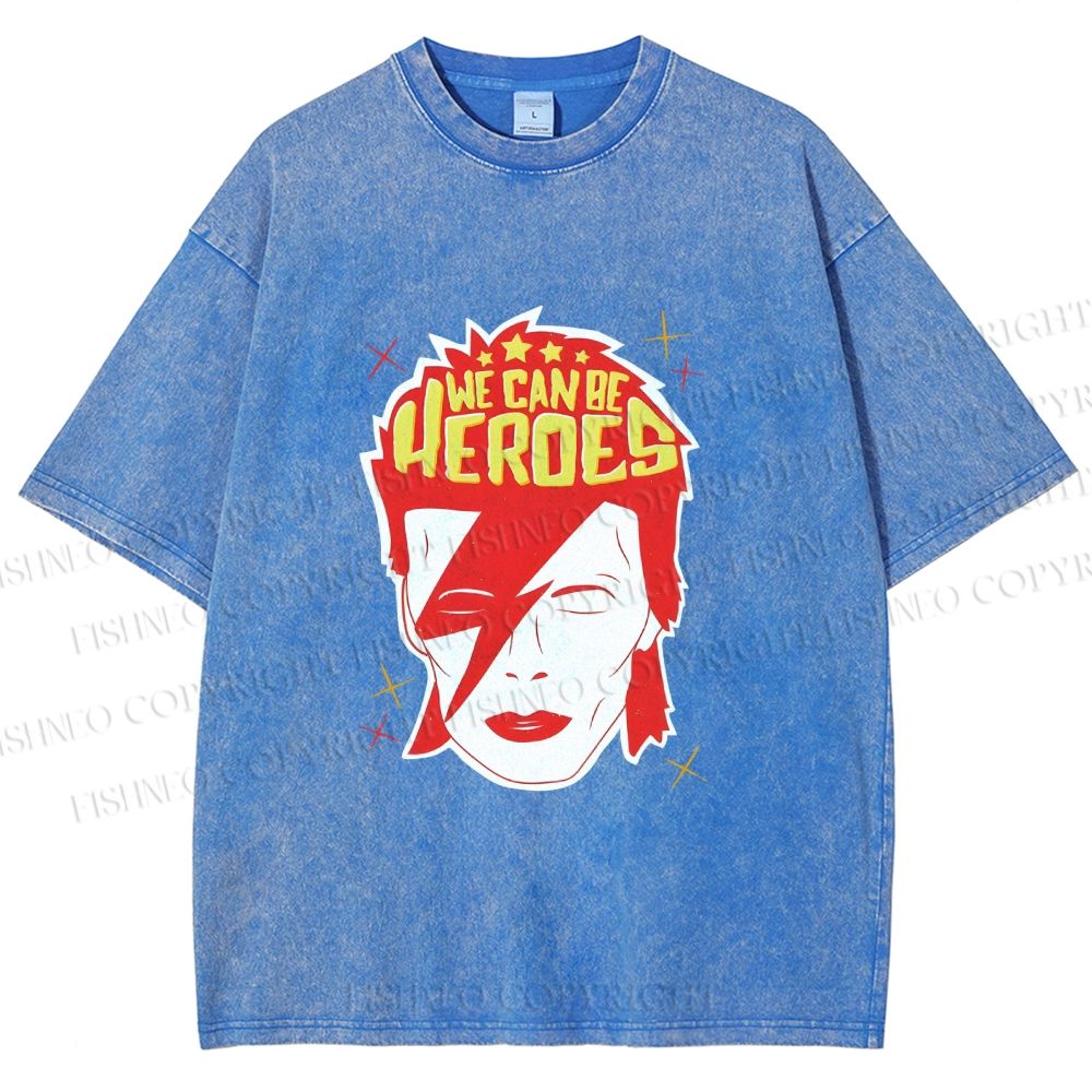 Unisex David Bowie We Can Be Heroes Printed Washed Tee