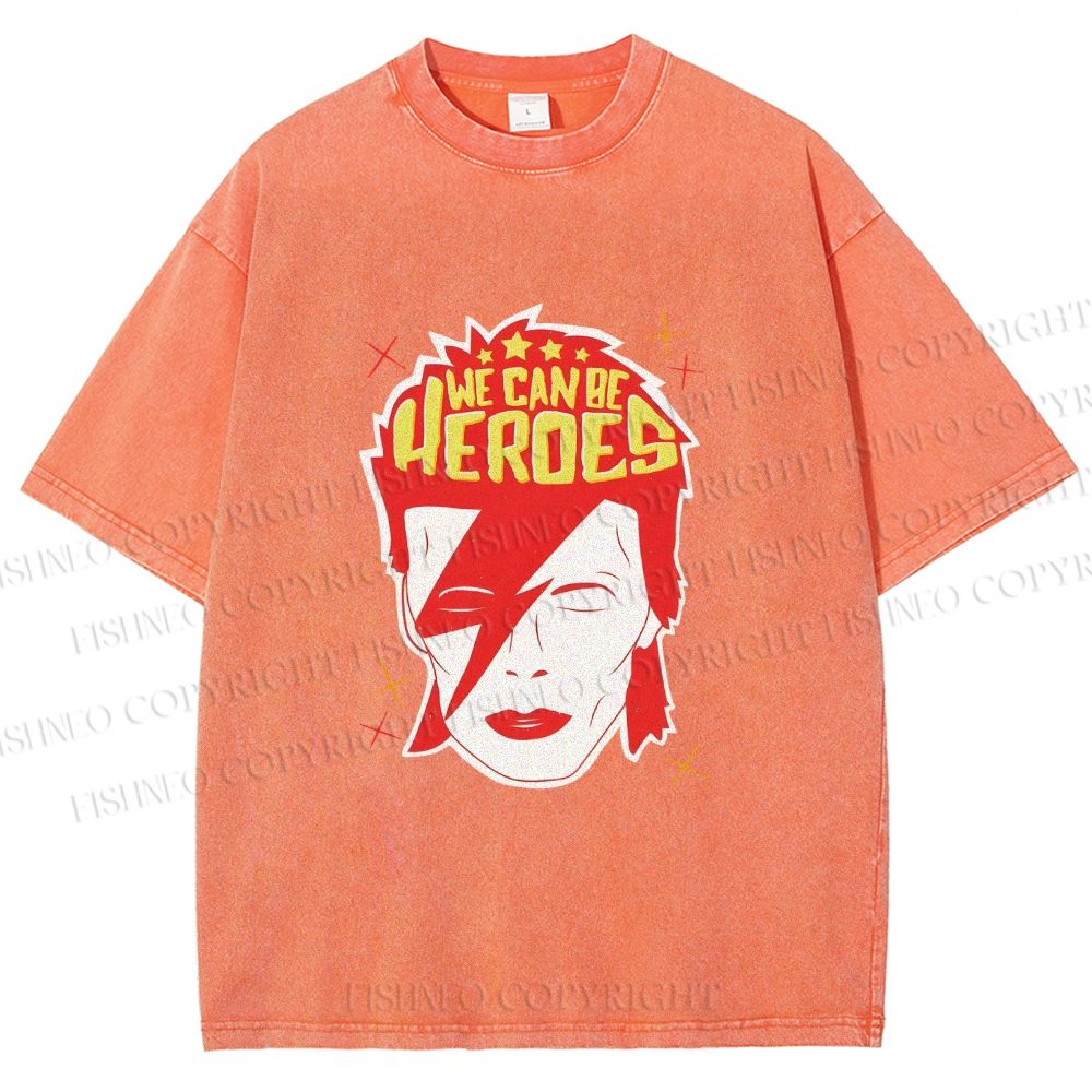 Unisex David Bowie We Can Be Heroes Printed Washed Tee