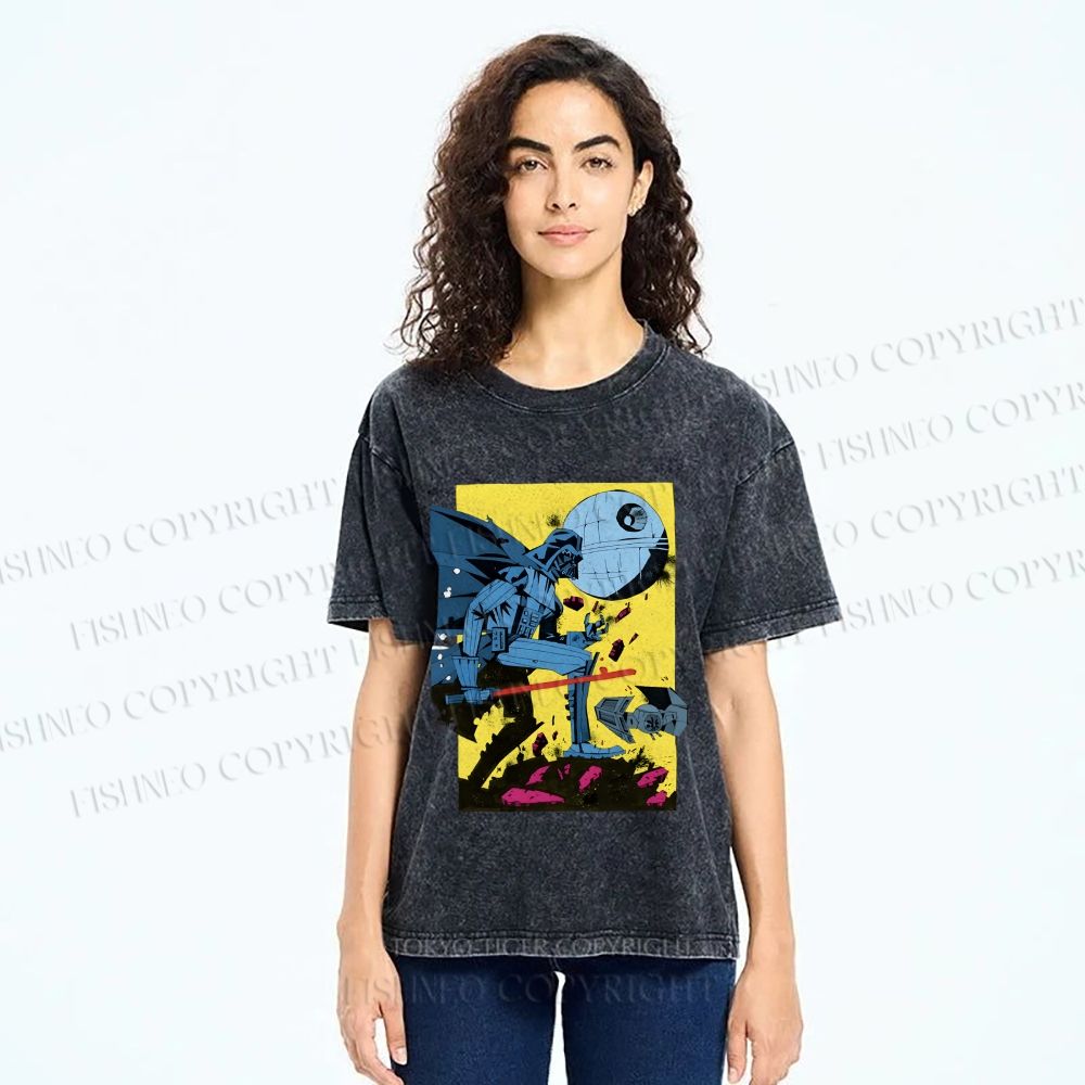 Unisex Star Wars Graffiti Printed Washed Tee