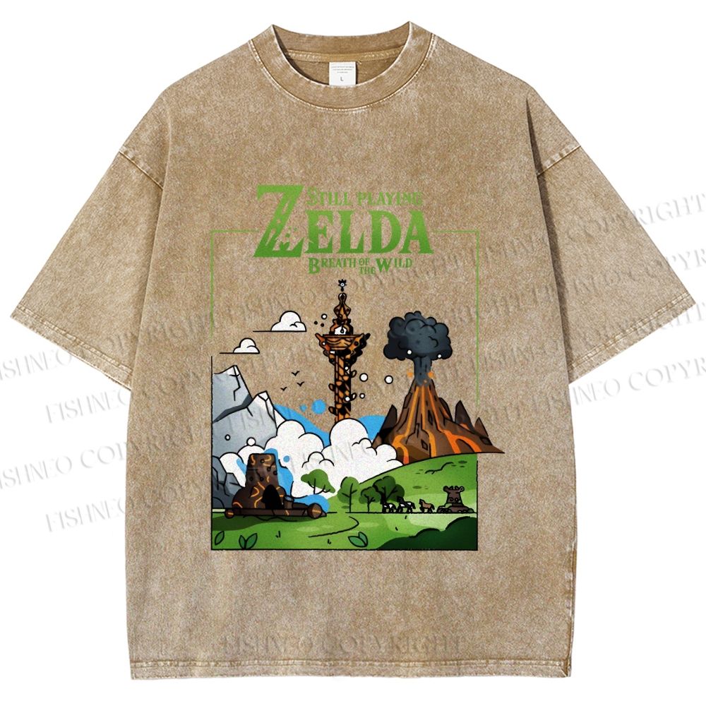 Unisex Zelda Breathe of the Wild Printed Washed Tee