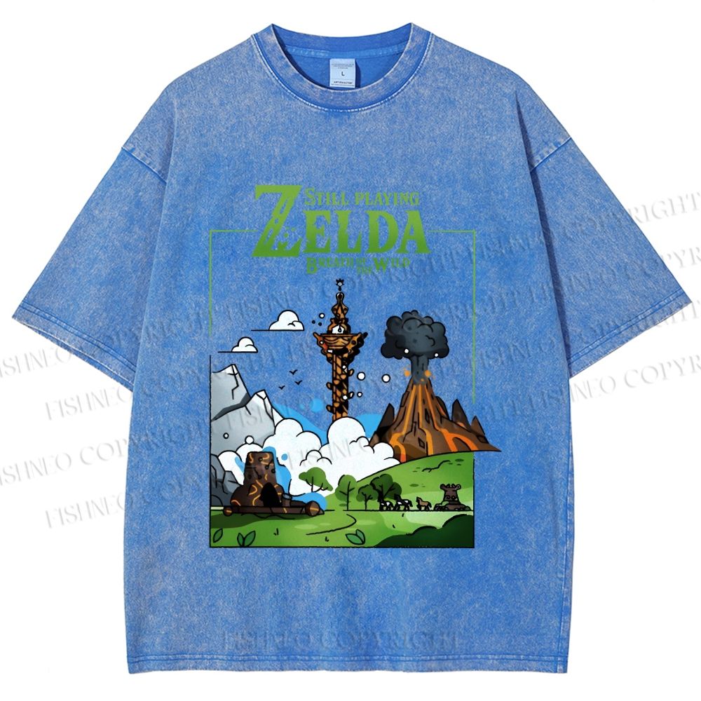 Unisex Zelda Breathe of the Wild Printed Washed Tee