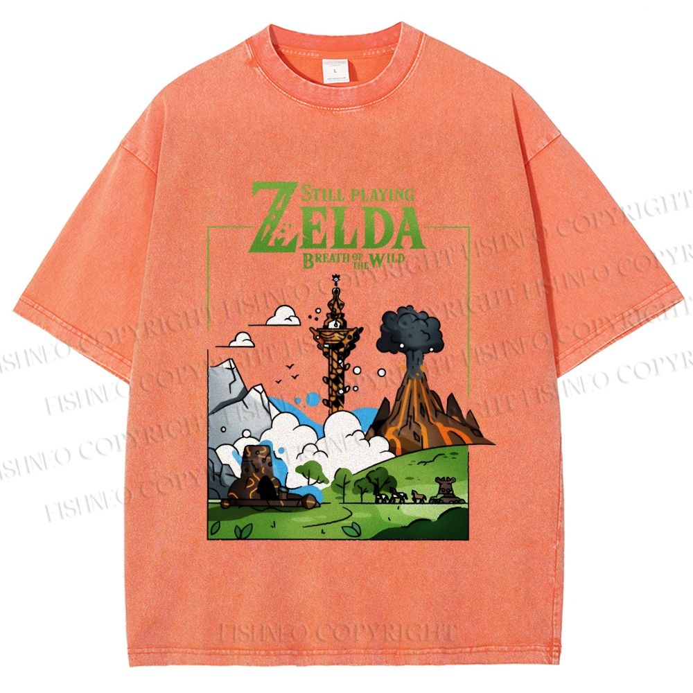 Unisex Zelda Breathe of the Wild Printed Washed Tee