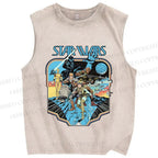 Unisex Star Wars Graffiti Printed Washed Tank Top