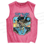 Unisex Star Wars Graffiti Printed Washed Tank Top