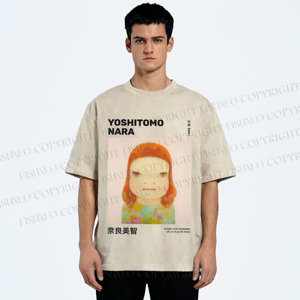 Unisex Yoshitomo Nara Printed Washed Tee