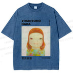 Unisex Yoshitomo Nara Printed Washed Tee