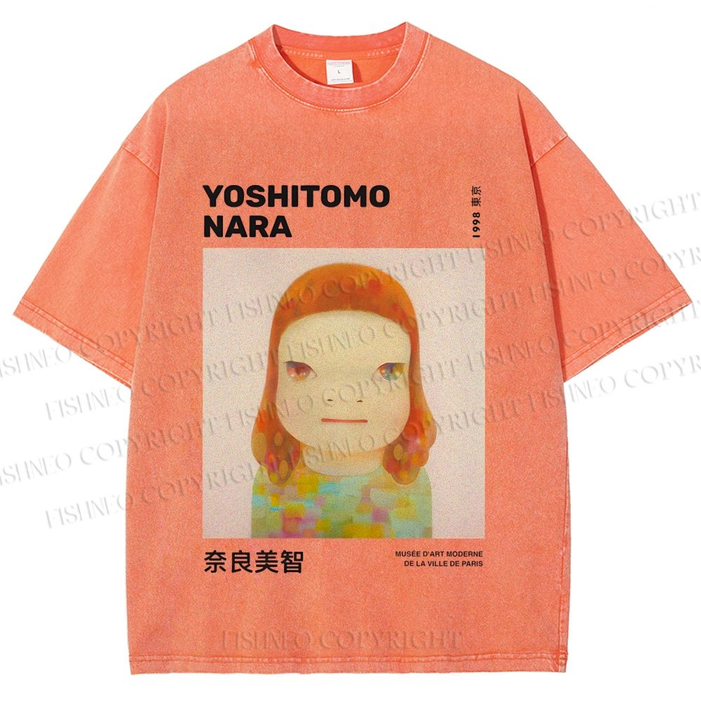 Unisex Yoshitomo Nara Printed Washed Tee
