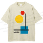Unisex Bauhaus Colored Geometry Printed Washed Tee