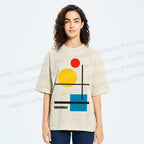Unisex Bauhaus Colored Geometry Printed Washed Tee