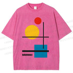 Unisex Bauhaus Colored Geometry Printed Washed Tee