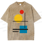 Unisex Bauhaus Colored Geometry Printed Washed Tee
