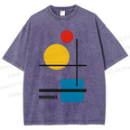 Unisex Bauhaus Colored Geometry Printed Washed Tee