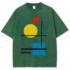 Unisex Bauhaus Colored Geometry Printed Washed Tee