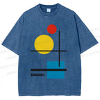 Unisex Bauhaus Colored Geometry Printed Washed Tee