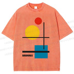 Unisex Bauhaus Colored Geometry Printed Washed Tee