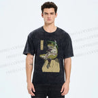 Unisex Samurai Frog Printed Washed Tee