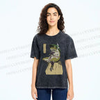 Unisex Samurai Frog Printed Washed Tee