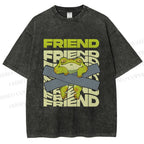 Unisex Friends Frog Printed Washed Tee