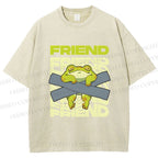 Unisex Friends Frog Printed Washed Tee