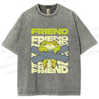 Unisex Friends Frog Printed Washed Tee