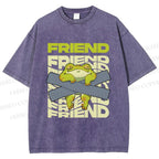 Unisex Friends Frog Printed Washed Tee