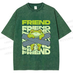 Unisex Friends Frog Printed Washed Tee
