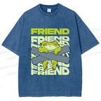 Unisex Friends Frog Printed Washed Tee