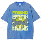 Unisex Friends Frog Printed Washed Tee