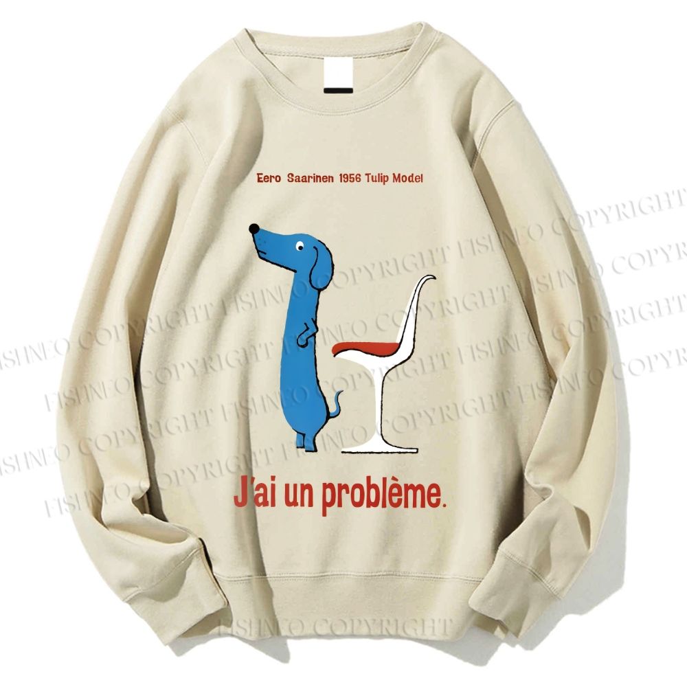 Unisex Dachshund Dog Tulip Chair Printed Sweatshirt