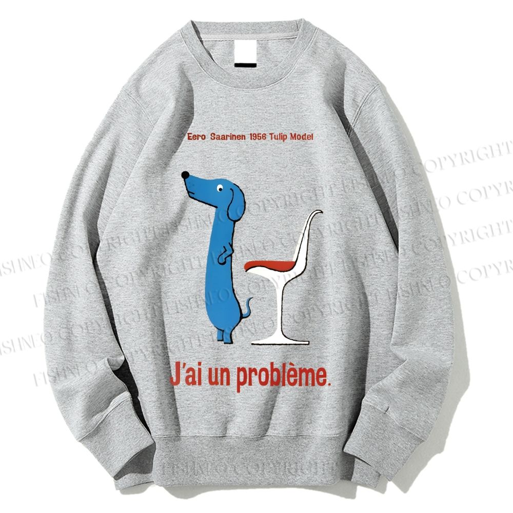 Unisex Dachshund Dog Tulip Chair Printed Sweatshirt