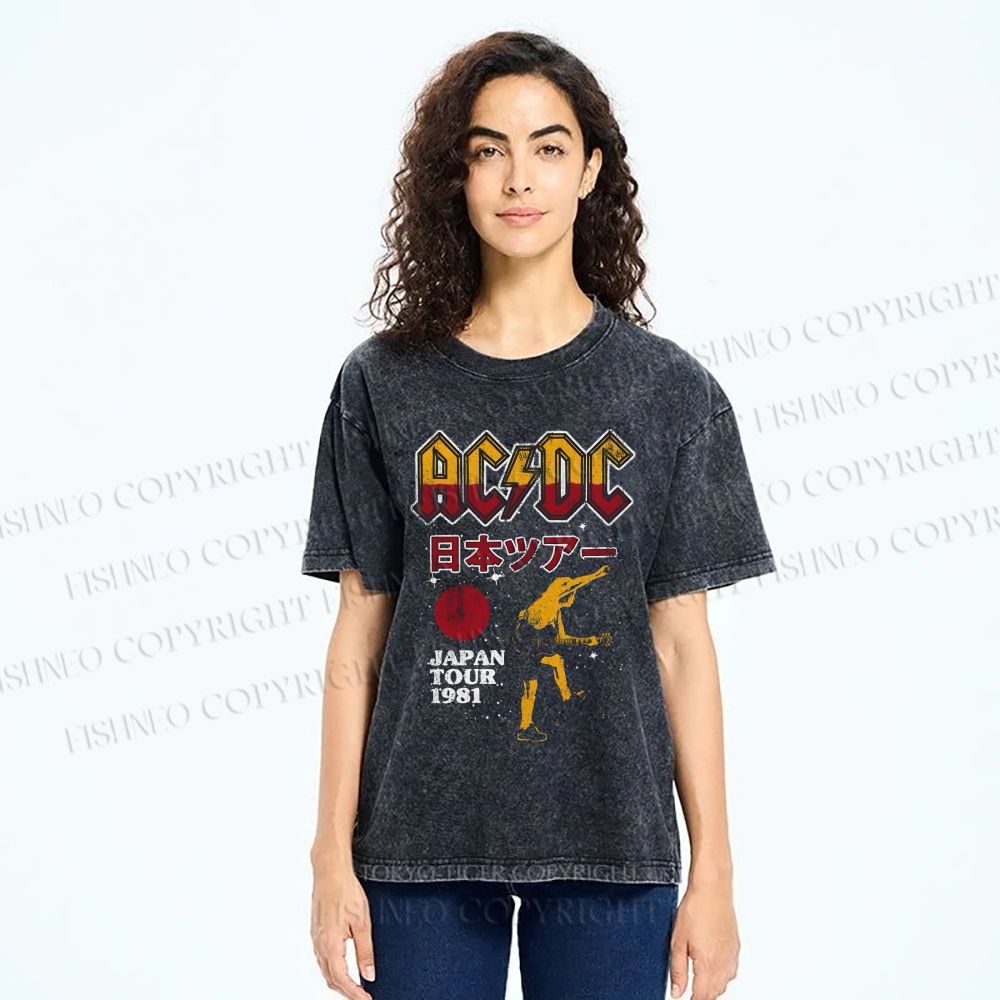 Unisex AC/DC Printed Washed Tee