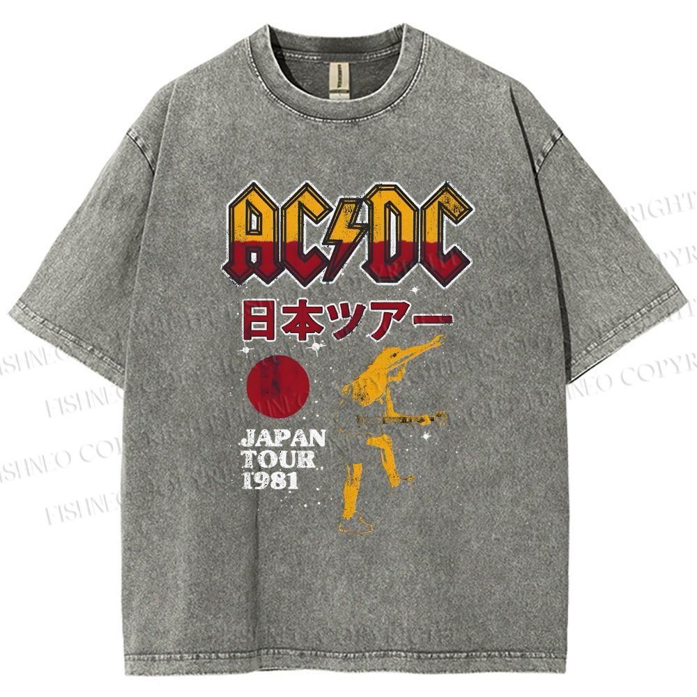 Unisex AC/DC Printed Washed Tee