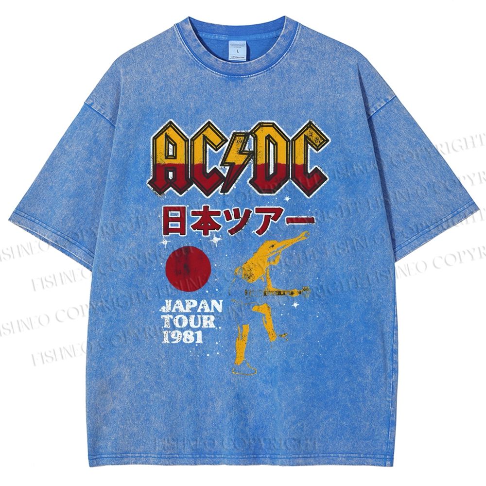 Unisex AC/DC Printed Washed Tee