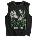 Neon city Tokyo Vintage Distressed Washed Tank Top