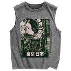 Neon city Tokyo Vintage Distressed Washed Tank Top
