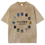 Japanese Trains Washed T-Shirt