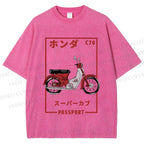 Unisex Honda C70 Super Cub Passport Printed Washed Tee