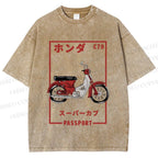 Unisex Honda C70 Super Cub Passport Printed Washed Tee