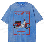 Unisex Honda C70 Super Cub Passport Printed Washed Tee