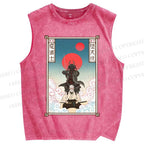 Unisex Japanese Ukiyo-e Star Wars Printed Washed Tank Top
