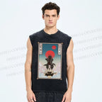 Unisex Japanese Ukiyo-e Star Wars Printed Washed Tank Top