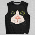 Unisex Silly Black Cat Printed Tank Top