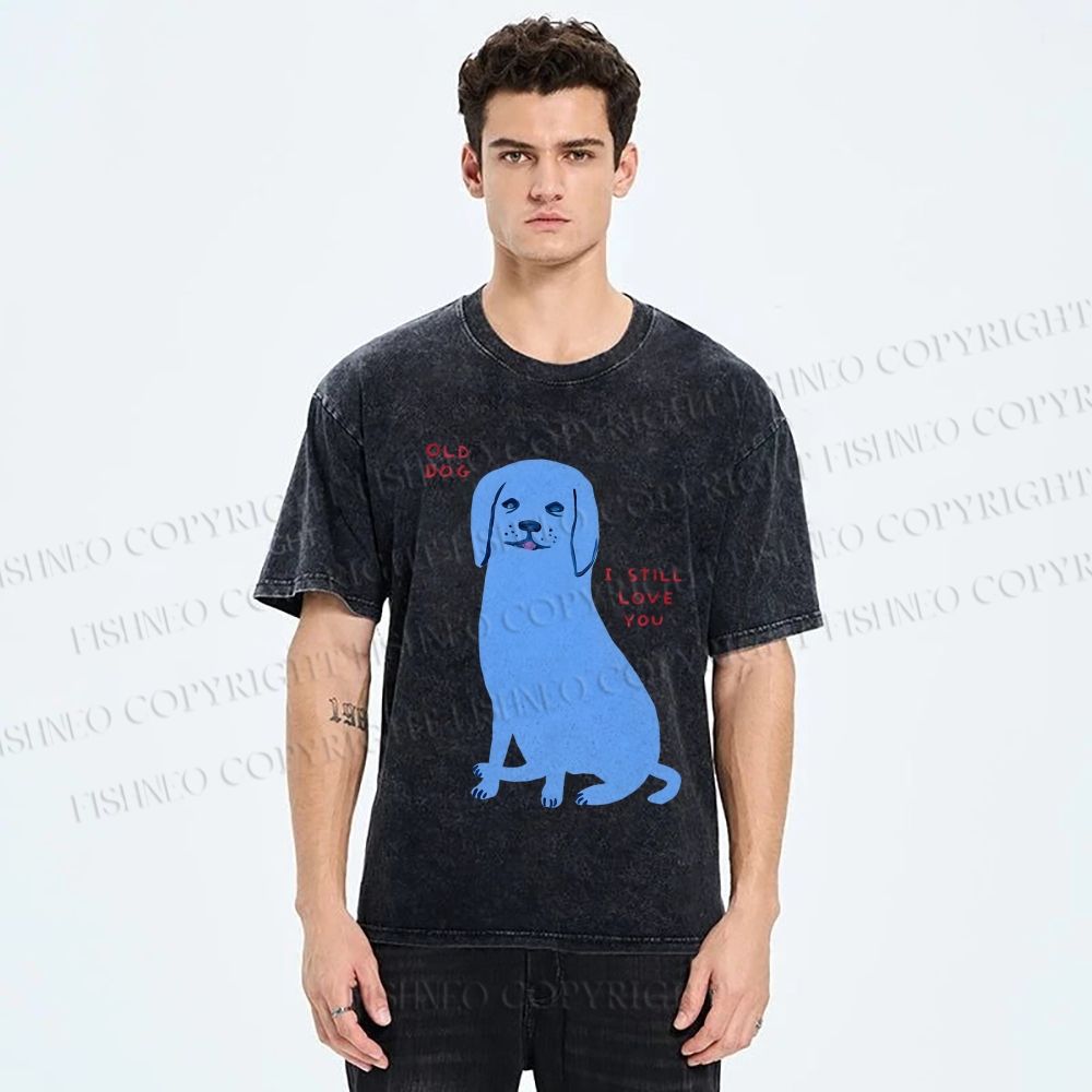 Unisex Old Dog I Still Love You Printed Washed Tee