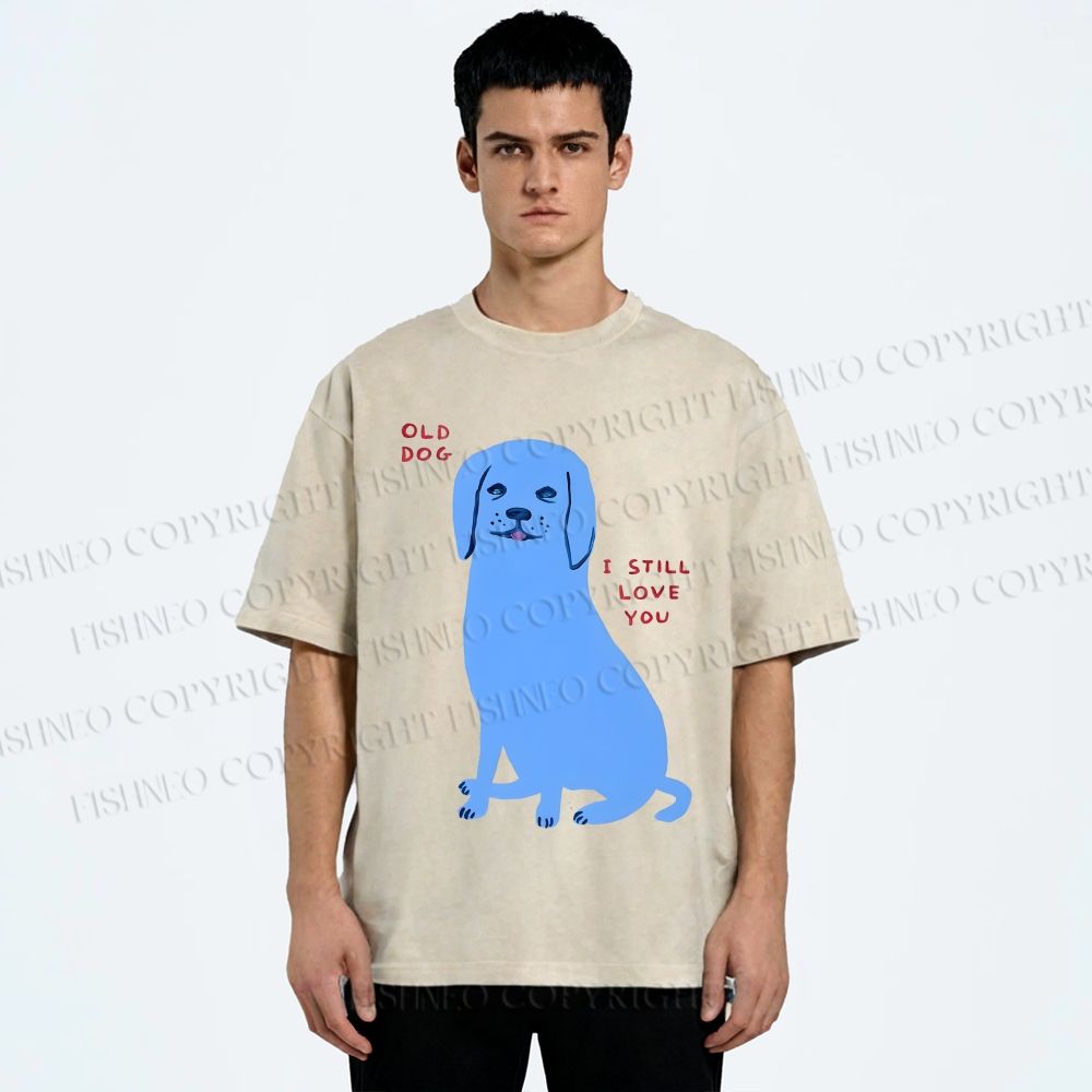 Unisex Old Dog I Still Love You Printed Washed Tee