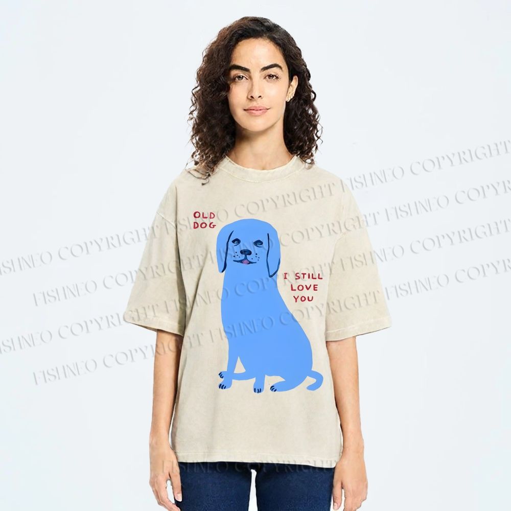 Unisex Old Dog I Still Love You Printed Washed Tee