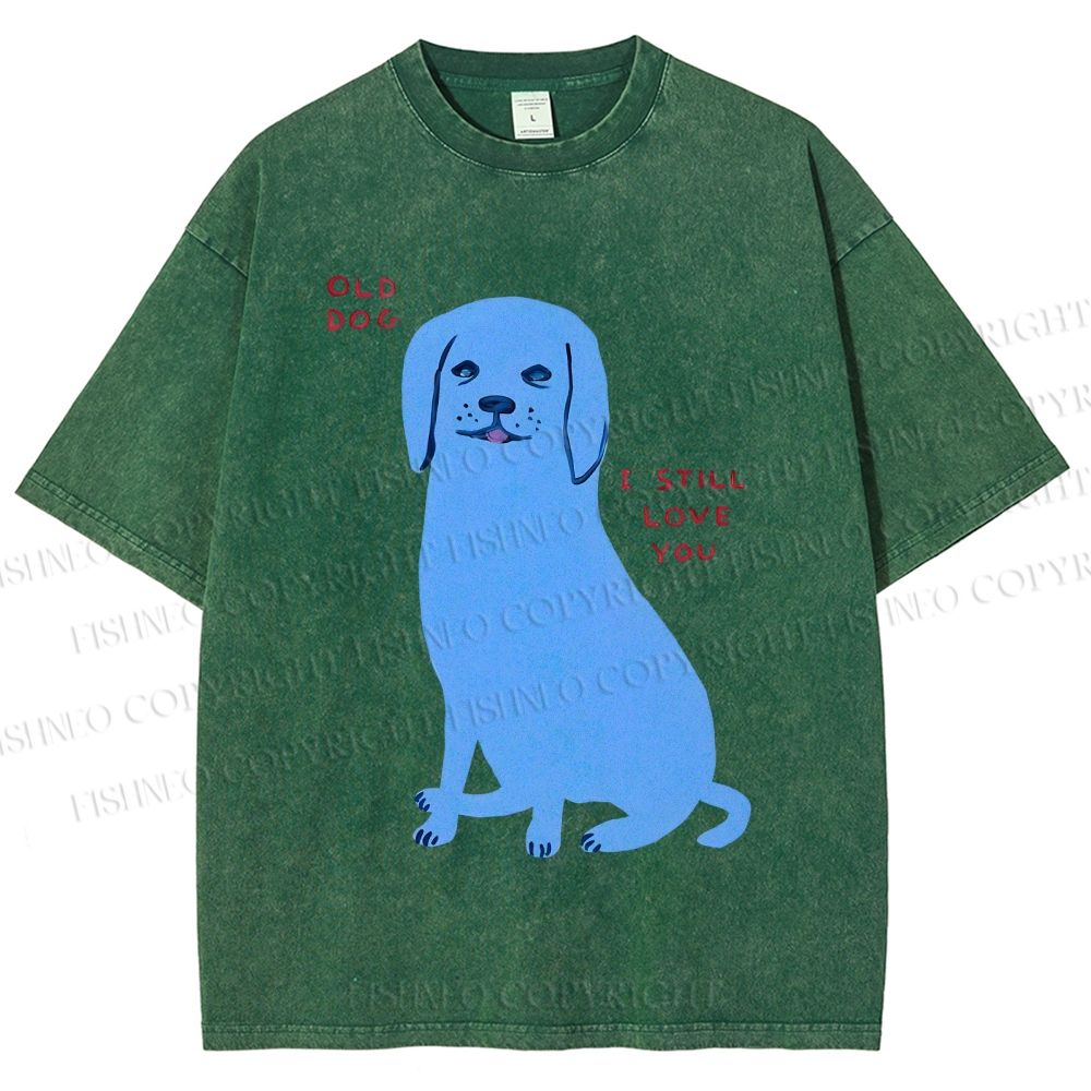 Unisex Old Dog I Still Love You Printed Washed Tee