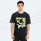 Unisex Vintage Cat Napping Printed Washed Tee